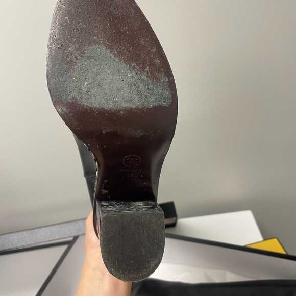 Chanel 14K Black Chain Tall Boots size 38 - Picture 4 of 7